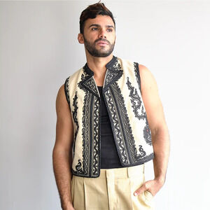 1960s Wool Uzbek/Afghan Embroidered Vest/Waistcoat